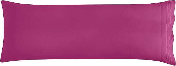 Mocassi 1-Piece Premium Body Pillowcase 1800 Series Hotel Quality Microfiber - Soft and Breathable with 3-Line Embroidery Wrinkle and Stain Resistant, Easy Care, 21" x 54", Hot Pink