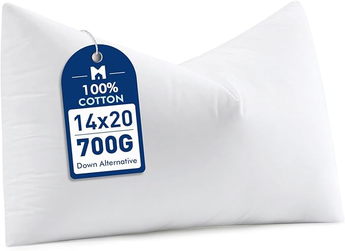 MIULEE 14x20 Synthetic Down Alternative Pillow Insert, Fluffy Soft Throw Pillow for Couch Bed Sofa Plush Luxury Lumbar Support