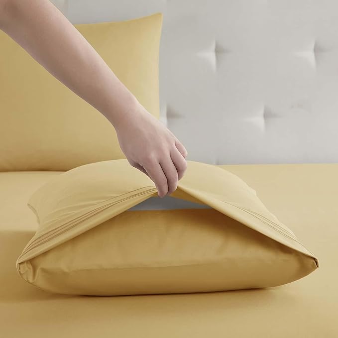 Clara Clark Full Sheets, 6 Piece Set - Hotel Luxury Bed Sheets, Super Soft Bedding Set, Full Size, Camel Gold