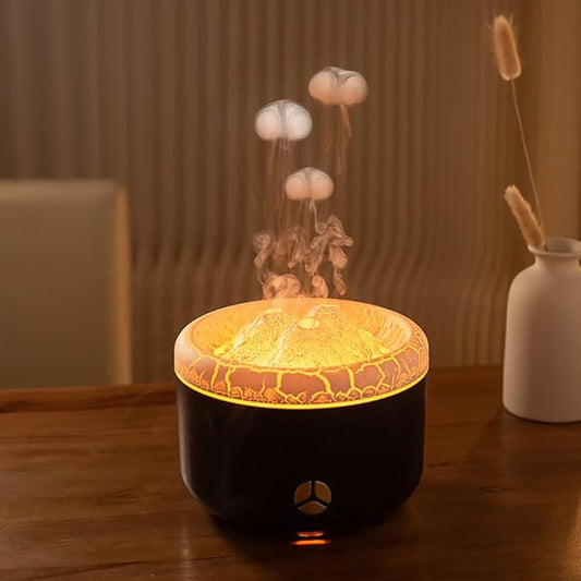 500ML Volcano Flame Diffuser,Essential Oil Diffusers for Home,Decorative Bedroom Aromatherapy Scent Air Diffuser Ultrasonic Aroma Defusers（Black）