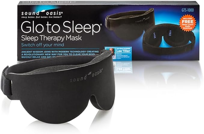 Glo to Sleep Eye Mask, Nighttime Adult Sleep Aid for Men & Women, Deep REM Sleep, Relaxation, Helps You Fall Asleep Quickly, Calm Your Mind, Relax Your Body, 100% Light Blocking