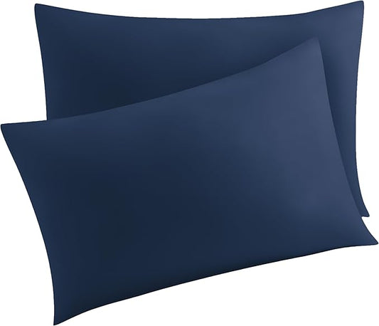 4 Pack 100% Egyptian Cotton King Pillow Protector with Hidden Zipper, 400 Thread Count Pillow Covers, Sateen Weave Cooling Bed Pillow Cases, Soft Breathable Non Noisy Easy Care (Navy Blue)