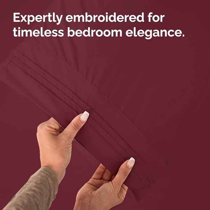 King Pillow Cases Set of 4 - Ultra Soft Hotel Quality Pillowcase Covers - Comfy, Cozy & Wrinkle Free - Shrinkage, Stain and Fade Resistant - Machine Washable Pillow Protectors - 4 Piece Set - Burgundy