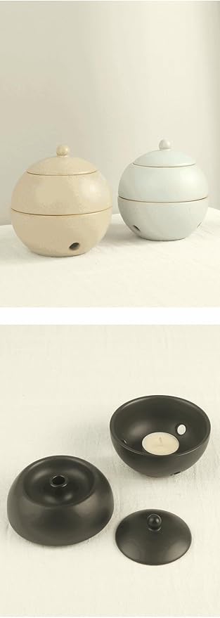 Modern Ceramic Essential Oil Diffuser, Spherical Design, 30ml Capacity, 10cm Height, Multiple Colors Available, 400g Weight (Black)