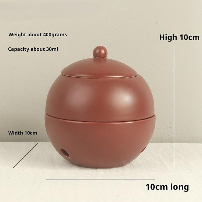 Modern Ceramic Essential Oil Diffuser, Spherical Design, 30ml Capacity, 10cm Height, Multiple Colors Available, 400g Weight (Wine red)