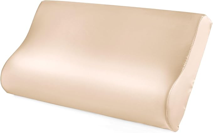 THXSILK 19 Momme 100% Mulberry Silk Pillowcase for Contour Memory Foam Pillow, Contour Pillow Case Cover, Cervical Pillow Case, Pack of 1(Champagne, 20"x12"x3.9"/2.7")