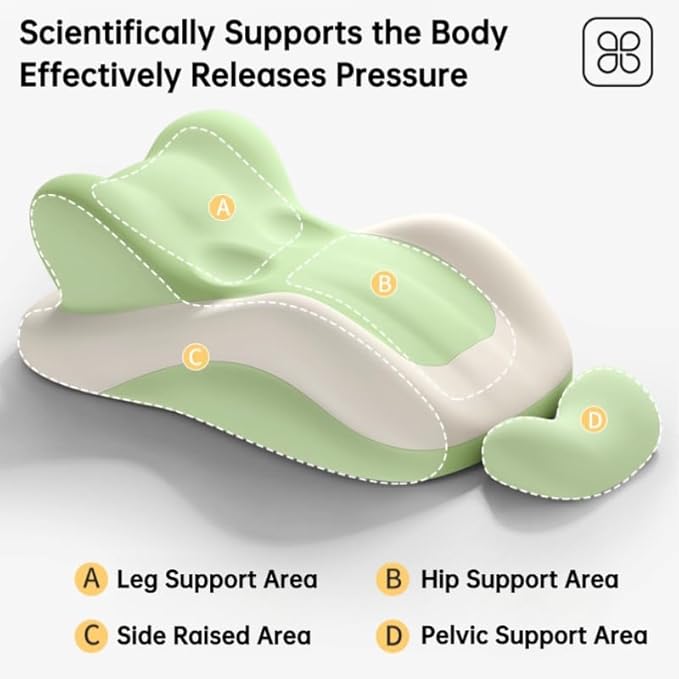 Butt Cushion for Couples - Memory Foam Support Pillow for Women, Sitting and Lying. Ideal for Waist, Neck, and Multi-Position Comfort at Home. Modern Simple Style Pillowcase (Green)