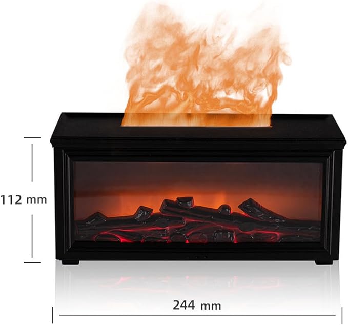Fireplace Diffuser, 280ML Flame Diffuser with Remote Control, Timer, Auto-Off,Aromatherapy Essential Oil Diffuser Home, 7 Colors Fire Air Humidifier Cool Mist Humidifiers for Bedroom,Office
