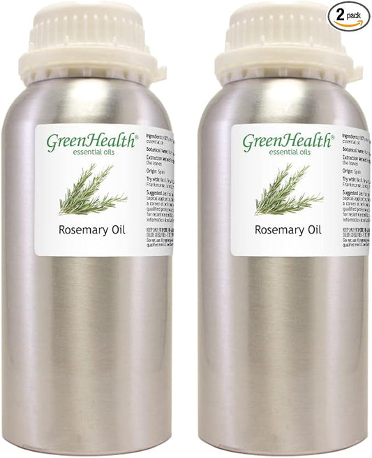 2 Bottles - 16 fl oz Rosemary Essential Oil (100% Pure & Uncut), Aluminum Bottle - GreenHealth