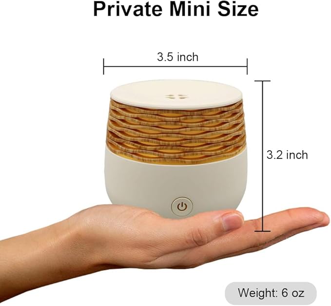 Small Essential Oil Diffusers，30ml Mini Diffuser for Essential Oils，Wood Grain Ultrasonic Diffusers，Fine Mist Waterless Auto-off Night Light Aromatherapy Oil Diffuser for Bedroom Office Gift
