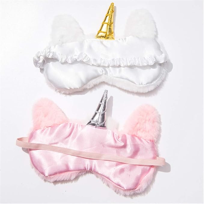 Cute Animal Sleeping Sleep Mask Soft Plush Blindfold Cute Rabbit Panda Koala Eye Cover Eyeshade for Kids Teens Girls Women (Unicorn Gold)