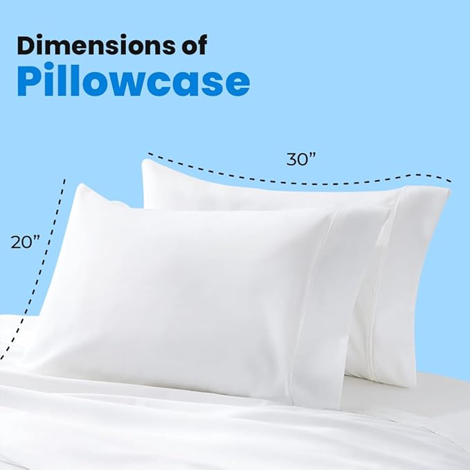 Avalon Bedding Pillow Cases Standard Size White Pillow Cases Set of 4 Cotton Blend 200 TC Soft & Breathable Perfect for Home & Hospital, Hotel Quality Queen Pillow Protectors 30x20 Inches