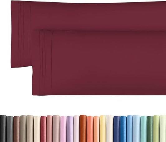Body Pillowcases Set of 2-20x54 Long Body Pillow Case - Soft Body Pillow Cover for Sleeping & Side Sleepers - Comfy, Wrinkle & Fade Free - Machine Washable w/Envelope Enclosure Burgundy
