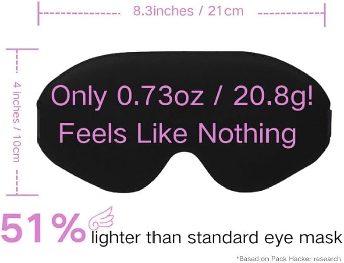 100% Light Blocking Sleep Mask Set, Only 0.73oz Light Comfortable 3D Contoured Memory Foam, Blink Freely Eye Masks for Sleep, Travel, Nap, for Women, Purple
