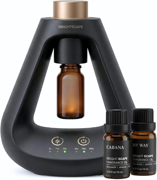 Apex Starter Set — Waterless Aromatherapy Diffuser + 2 Fragrance Oils | Cold Air Nebulizing | Cabana & My Way 0.33 fl oz | No Water No Heat | Matte Black