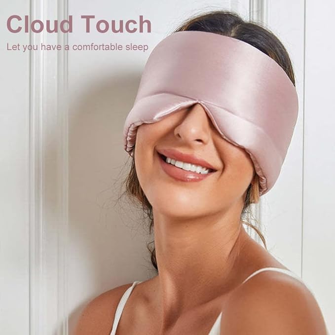100% Mulberry Silk Eye Mask Blackout Sleeping Eye Cover for Night Sleep and Travel Nap,Soft Adjustable Eyeshade, Comfortable Blindfold for Women Men,Large Size, Black (Stars)