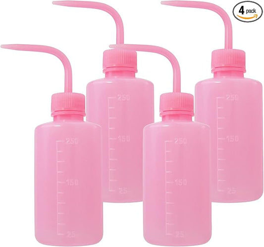 4 Packs Tattoo Wash Bottle Water Squirt Squeeze Diffuser Bottles (Pink, 250ml)