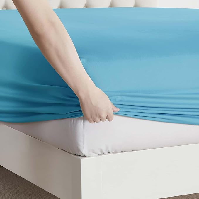 Clara Clark Full Sheets, 6 Piece Set - Hotel Luxury Bed Sheets, Super Soft Bedding Set, Full Size, Beach Blue