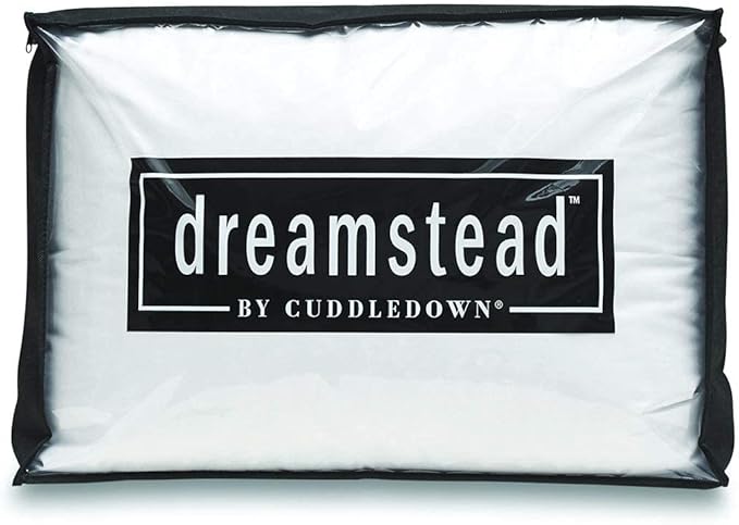 Cuddledown Dreamstead Down Alternative Pillow | 100% Cotton, Percale Weave | Premium European Fill | Hypoallergenic | Handcrafted | Oeko-TEX Standard 100 | 20" x 30" | Queen | Medium