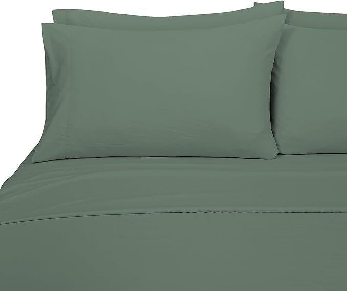ROYALE LINENS 3 Piece Twin Sheets Set - Soft Brushed 1800 Microfiber Bedding - 1 Fitted and 1 Flat Sheet, 2 Pillow case - Wrinkle Free & Fade Resistant - Hotel Luxury Bed Sheets Set (Green Bay, Twin)