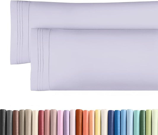 Body Pillowcases Set of 2-20x54 Long Body Pillow Case - Soft Body Pillow Cover for Sleeping & Side Sleepers - Comfy, Wrinkle & Fade Free - Machine Washable w/Envelope Enclosure Light Lavender