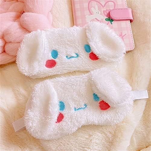 Cute Animal Sleeping Mask Soft Plush Blindfold Cute Rabbit Panda Koala Eye Cover Eyeshade for Kids Teens Girls Women (Dog White)