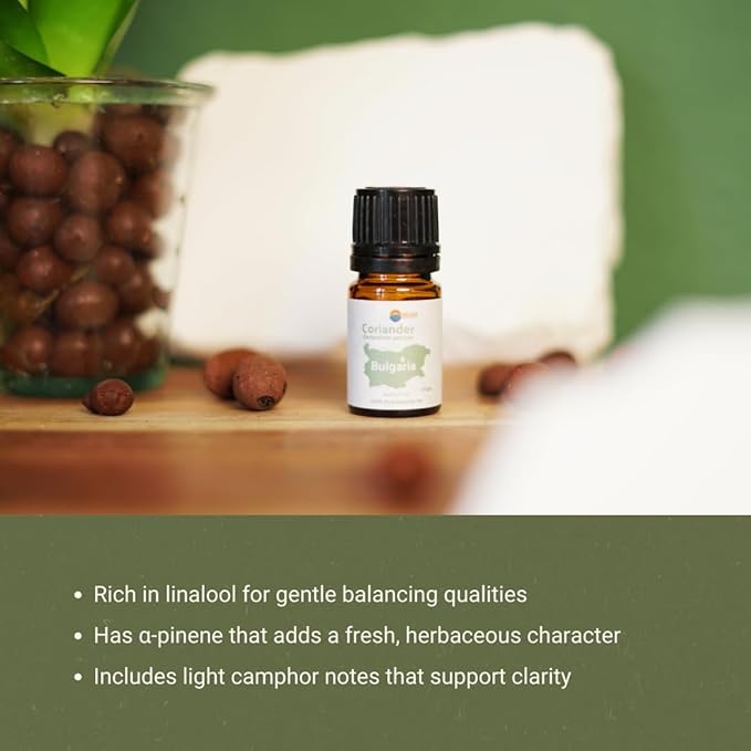 Coriander Essential Oil - Direct from Bulgarian Balkan Mountains - Steam Distilled - Aceite Cilantro for Aromatherapy, Massage, Diffuser, DIY Candle and Soap Making - 2lbs