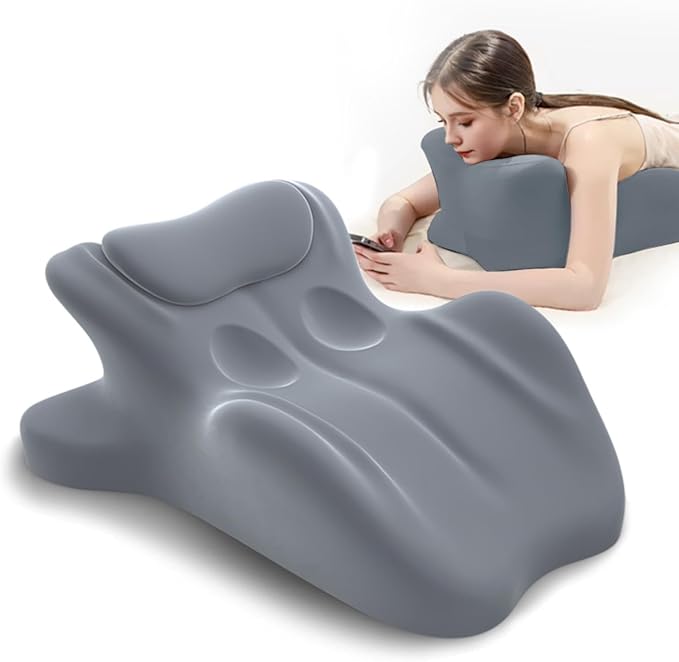 Ergonomic Memory Foam Wedge Pillow, 27° Angled Support for Neck and Waist, Multi-Position Support Pillow - Grey (Plus Size 25.5 * 21.5 * 11.8 inch)