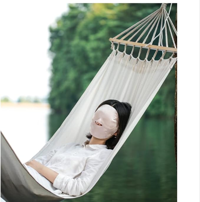 100% Silk Sleep Mask Modern Full Face Sleep Mask Soft Comfortable A Good Night’s Sleep Eye Mask with Adjustable Strap (Black)
