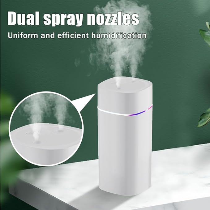 Small Humidifier, 600ML Dual Channel Mist Humidifiers, Auto Shut Off Portable Diffuser for Bedroom Office