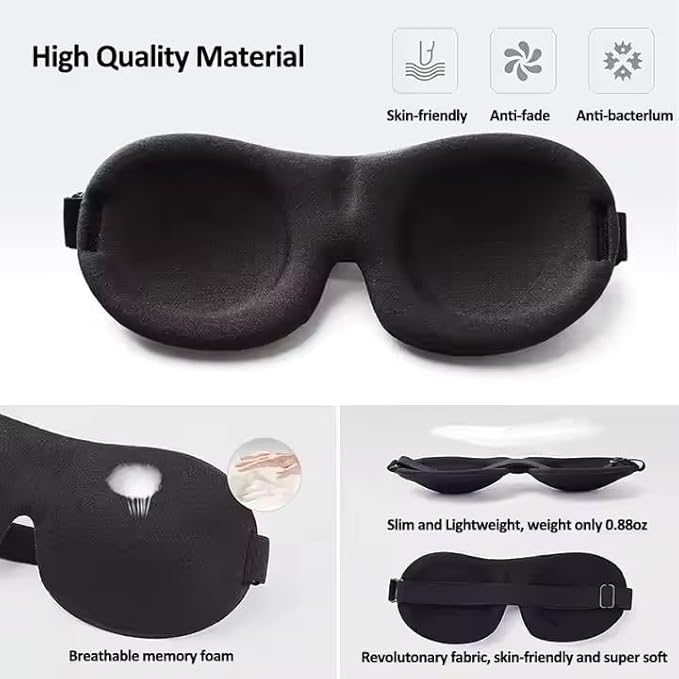 Sleep Mask for Women & Men, 4-Pack 3D Eye Mask for Sleeping, Eye Sleeping mask, Light Blocking, Adjustable Strap, Soft & Breathable, Includes Black, Pink, Purple & Maroon Colors (4 in 1)