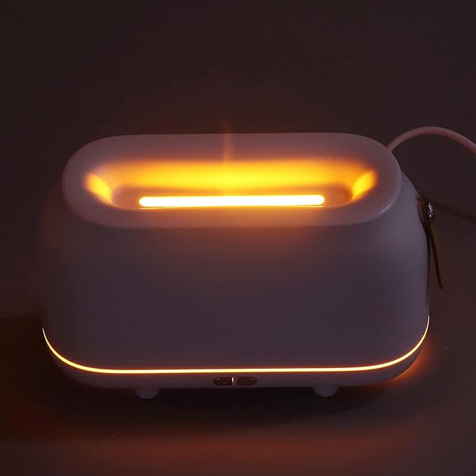 180ml Flame Humidifier Diffuser with Vivid Flame Light Effect, USB Powered Mist Humidifier for Bedroom Office Living Room, Dual Mode Lighting and Low Noise Operation for Romantic A