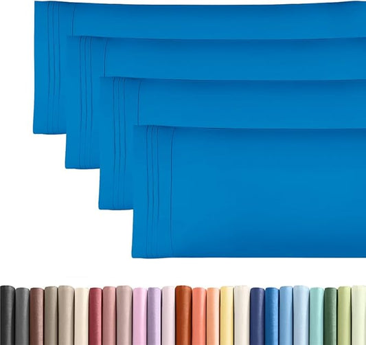 Body Pillowcases Set of 4-20x54 Long Body Pillow Case - Soft Body Pillow Cover for Sleeping & Side Sleepers - Comfy, Breathable & Fade Free - Machine Washable w/Envelope Enclosure - (Royal Blue)
