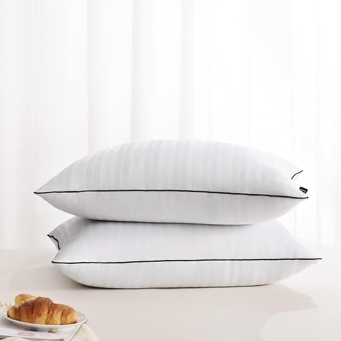 downluxe Bed Pillows Queen Size Set of 2 - Hotel Collection Soft Down Alternative Pillows for Sleeping, Perfect for Side, Back and Stomach Sleepers, 20 X 28