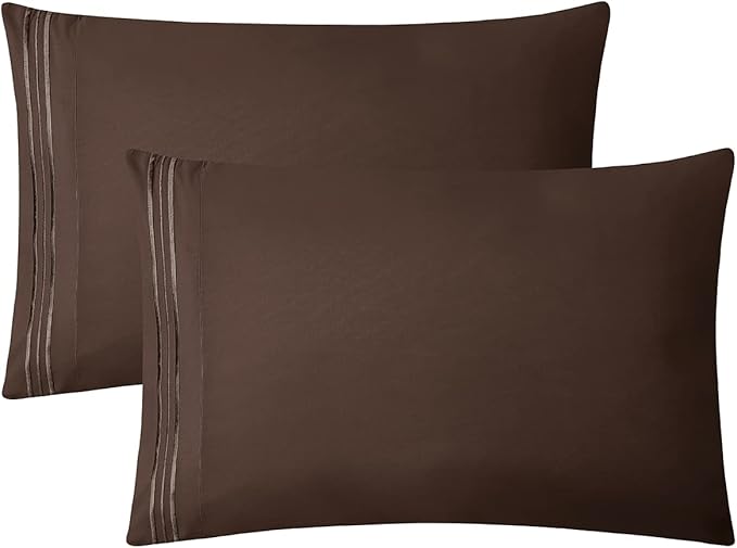 Clara Clark Bed Sheets, Premier 1800 Series 4 Piece Bed Sheet Set, Deep Pocket, Wrinkle, Fade, Stain Resistant, Luxury Soft Bedding Sheets & Pillowcases, Split King, Chocolate Brown