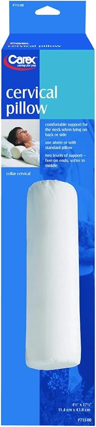 Carex Cervical Pillow with Memory Foam for Neck Support and Neck Pain Relief - Orthopedic, Ergonomic Neck Roll Pillows for Sleeping on Your Back or Side