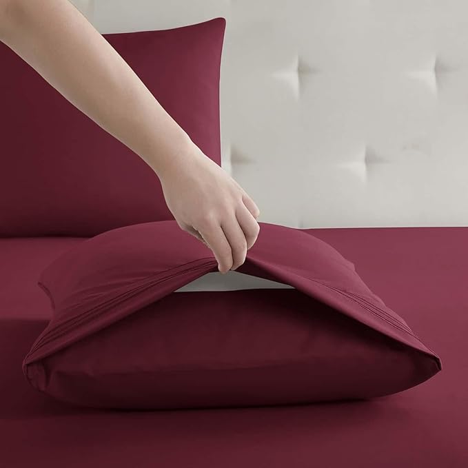 Clara Clark Twin XL Sheets, 5 Piece Set - Hotel Luxury Bed Sheets, Super Soft Bedding Set, Twin XL Size, Burgundy Red