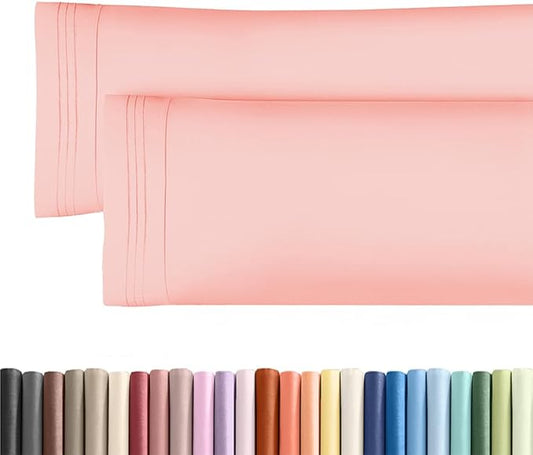 Body Pillowcases Set of 2-20x54 Long Body Pillow Case - Soft Body Pillow Cover for Sleeping & Side Sleepers - Comfy, Wrinkle & Fade Free - Machine Washable w/Envelope Enclosure Baby Pink