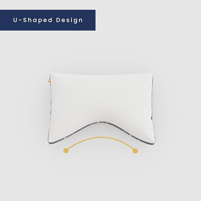 Eli & Elm Best Ergonomic Side Sleeper Pillow for Neck Pain. Supportive Cooling Latex Fill. U-Shape Contoured Design. King (U.S. Standard), Pillow Only
