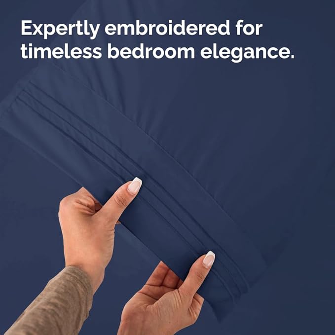 Standard Pillow Cases Set of 10 - Ultra Soft Hotel Quality Pillowcase Covers - Comfy, Cozy & Wrinkle Free - Shrink, Stain & Fade Resistant - Machine Washable Pillow Protectors - 10 Pcs Set - Navy Blue