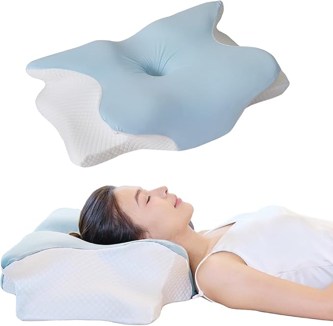 Cervical Memory Foam Pillow – Ergonomic Neck Support for Side, Back & Stomach Sleepers | Odorless Beauty Sleep Pillow for Deep Rest (Blue, King Size 24.8" Lx16.9 Wx5.9 H)