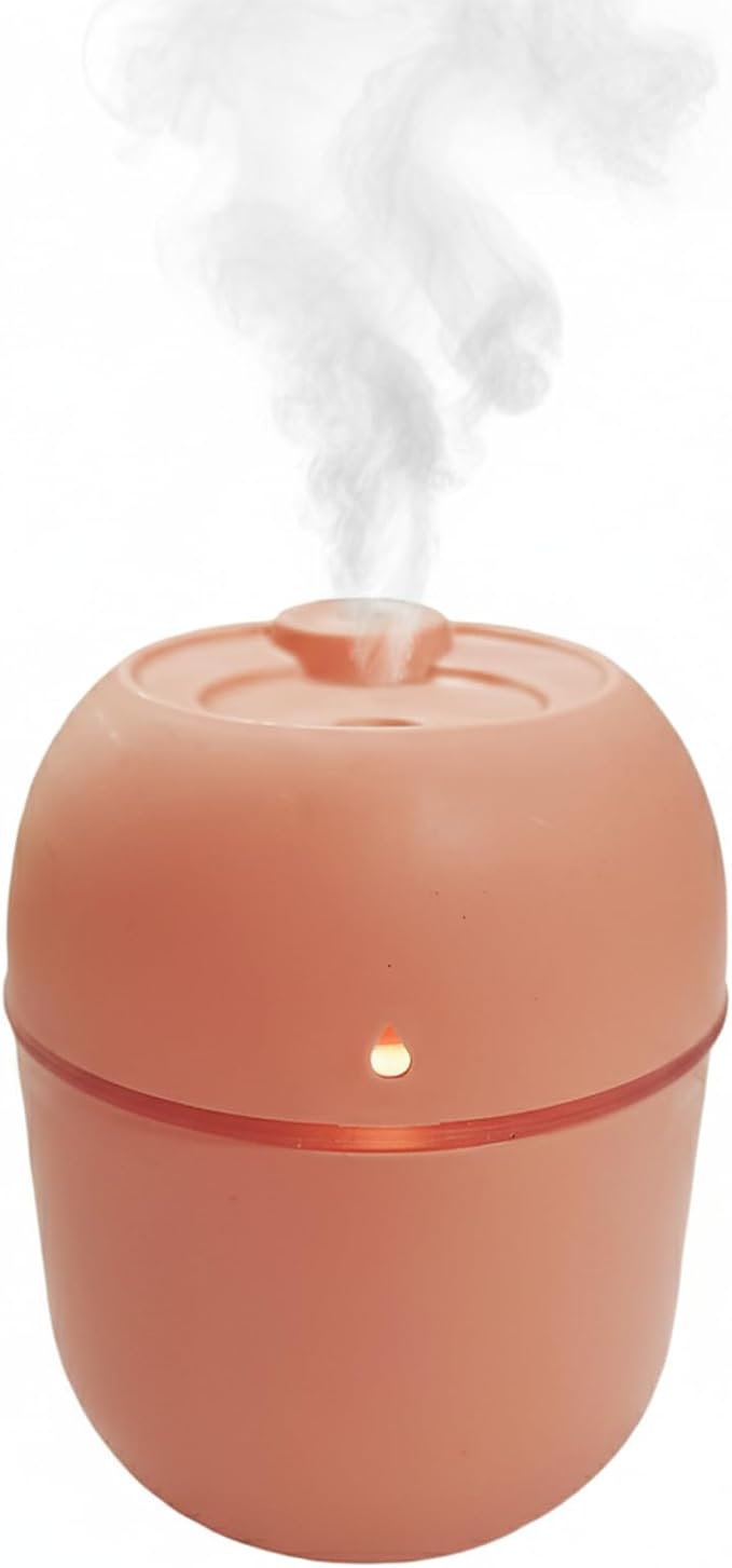 Mini USB Humidifier - Large Capacity, Ultra-Quiet 20dB, 2 Modes (Continuous/Intermittent) with Anti-Dry Burn & Night Light, Nano Mist for Room/Car/Office Desk (<10㎡) (Pink, 220ml)