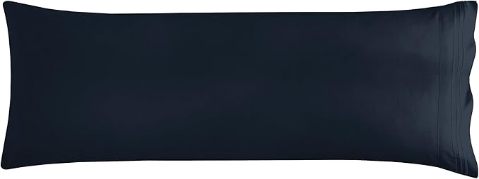 Mocassi 1-Piece Premium Body Pillowcase 1800 Series Hotel Quality Microfiber - Soft and Breathable with 3-Line Embroidery Wrinkle and Stain Resistant, Easy Care, 21" x 54", Navy Blue