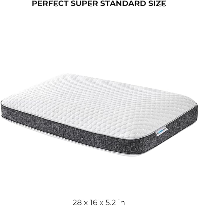 Queen Size Pillows – Pack of 2 – Memory Foam Bed Pillows 28” x 16” x 5.2” – Orthopedic Support with Washable Cover – Hypoallergenic – Ideal for Side & Back Sleepers