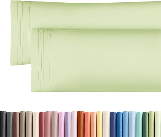 Body Pillowcases Set of 2-20x54 Long Body Pillow Case - Soft Body Pillow Cover for Sleeping & Side Sleepers - Comfy, Wrinkle & Fade Free - Machine Washable w/Envelope Enclosure Light Sage Green