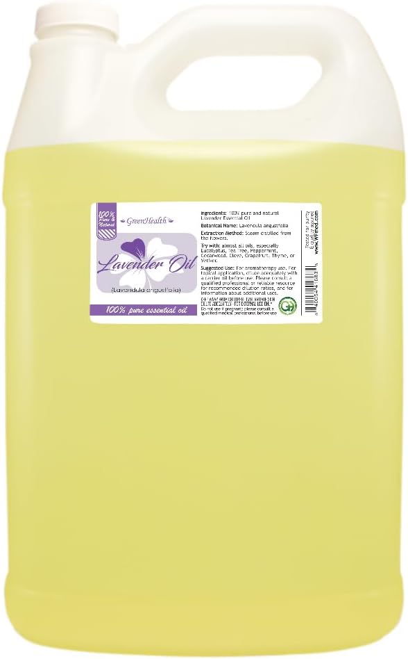 Lavender (Bulgarian) Essential Oil - 128 fl oz (1 Gallon) Plastic Bottle w/Cap - 100% Pure Essential Oil by GreenHealth