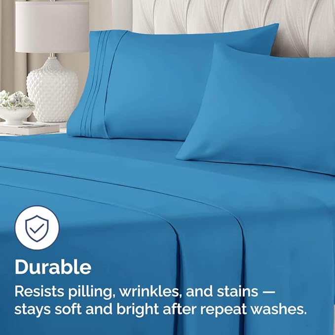 King Standard Pillow Cases Set of 2 - Soft Hotel Quality Pillowcase Covers - Comfy, Cozy & Fade Free - Wrinkle Resistant - Machine Washable Pillow Protectors - 2 Piece Set - King Standard Denim Blue