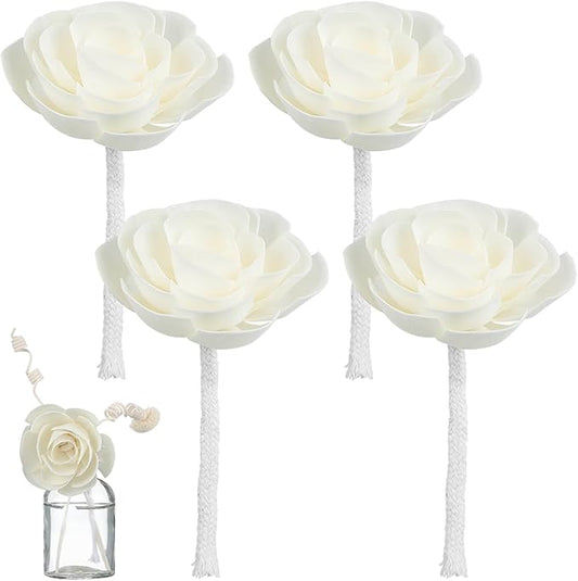 ABOOFAN 4Pcs Flower Diffuser with Cotton Wick, Sola Flowers Aroma Reed Diffuser Replacement for Essential Oil, Decorative Home Office Fragrance Accessories
