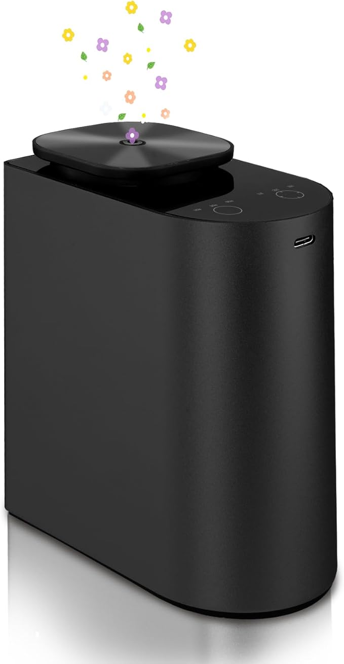 Waterless Essential Oil Diffuser with 8 Color LED Night Light, 3 Mist Levels & Timers, Portable Rechargeable Aromatherapy Diffuser for Home Car Room Studio Office, Metal (Black-100ml)