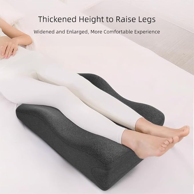 Memory Foam Wedge Pillow for Sleeping and Reading, Ergonomic Multi-Purpose Backrest, Superior Neck & Shoulder Support with Removable Cover (Dark Gray)